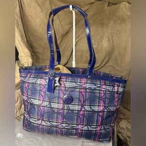 Coach Poppy Tartan Plaid Large Coach diaper bag.  EUC